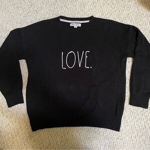 Rae Dunn: “LOVE.” embroidered sweater; wms med